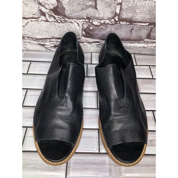 Zero+Maria Cornejo Black Leather Peep Toe Loafer Flats Women’s Sz 39EU/8.5M US - Picture 2 of 16
